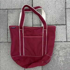 Lands End cotton bag brick red burgundy